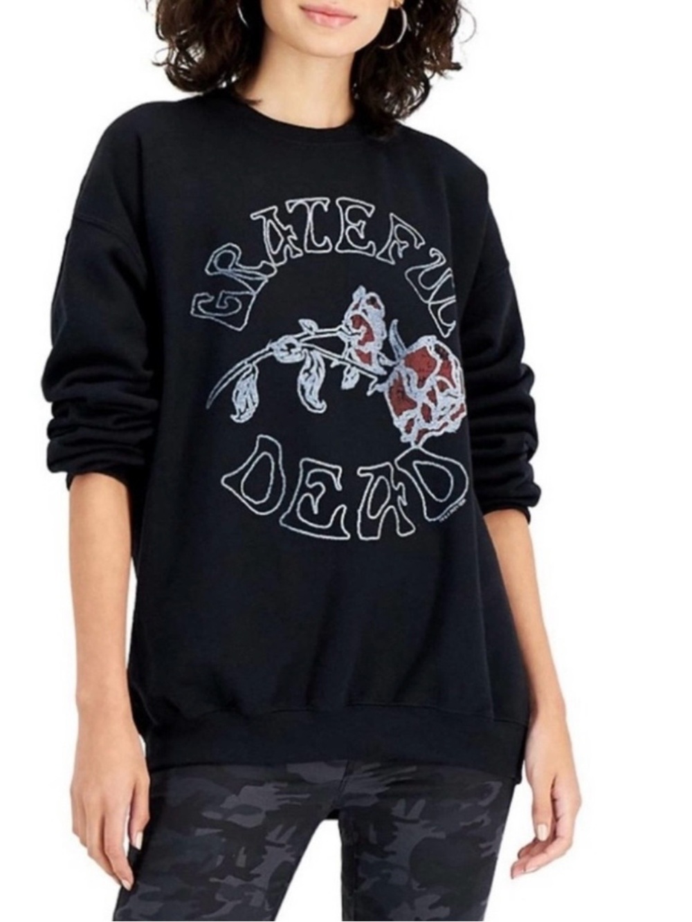 Junk Food Grateful Dead Unisex Black Graphic Roses Sweatshirt Size M